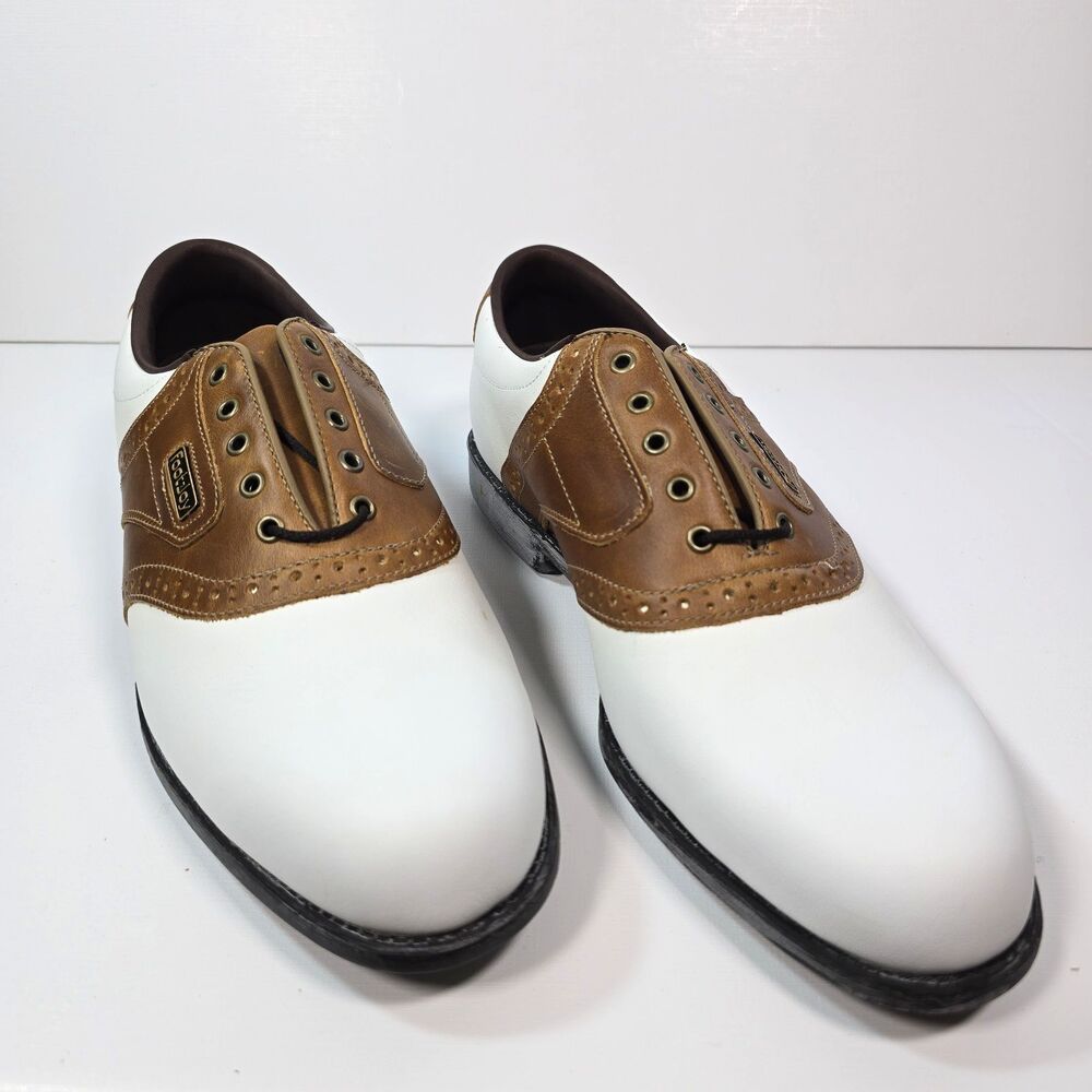 FootJoy DryJoys 53692 Golf Shoes Men's 9M White Brown Saddle USA Box 9M Unworn